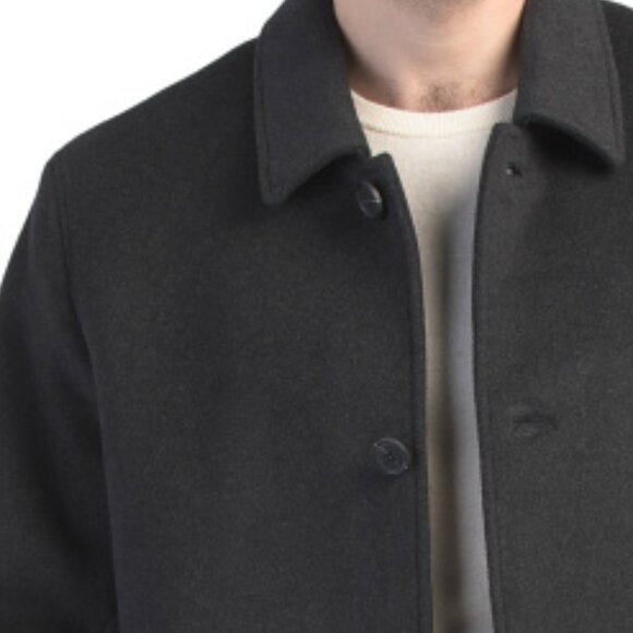 COLE HAAN Charcoal Wool And Cashmere Blend Car Coat - Picture 3 of 3